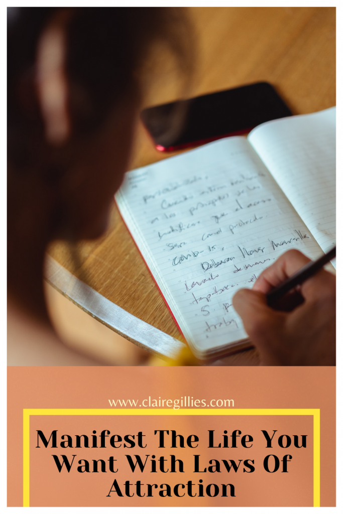 woman writing. Manifesting journaling. Claire Gillies blog.