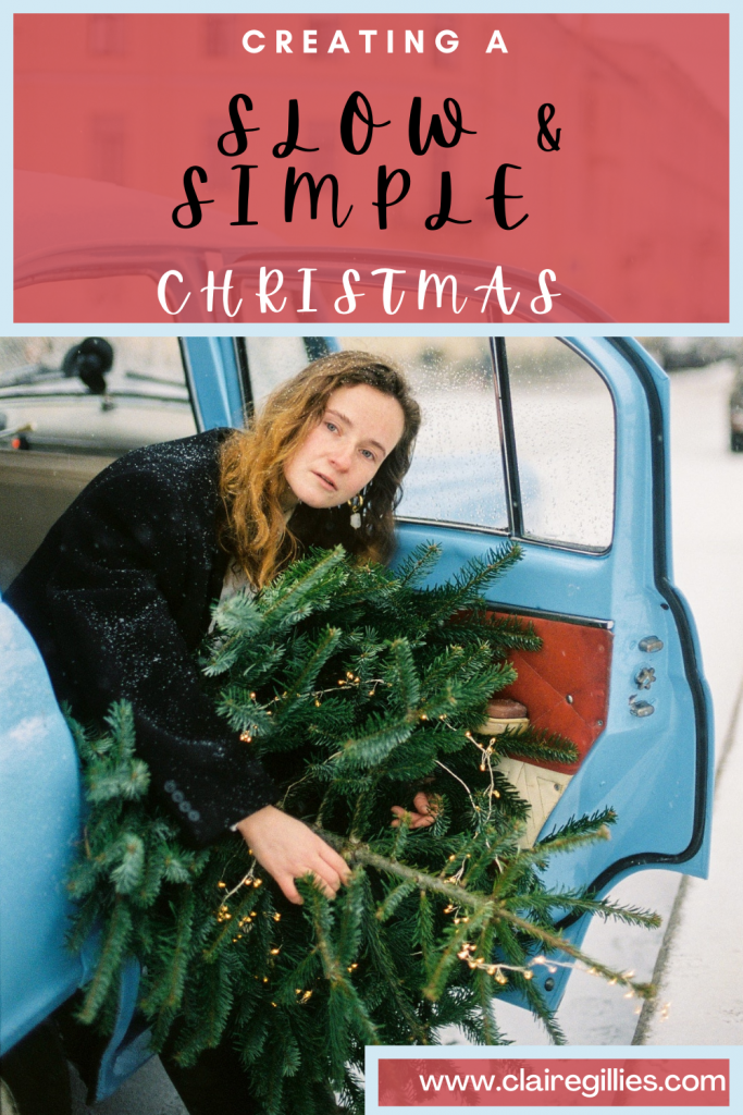 woman with christmas tree in car. stressful christmas. Creating A Slow & Simple Christmas This Year